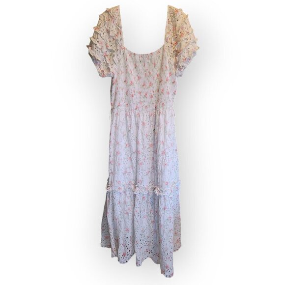 LoveShackFancy x Target Eyelet Midi Dress Floral Fairycore Puff Sleeve Pastel XL - Picture 11 of 16